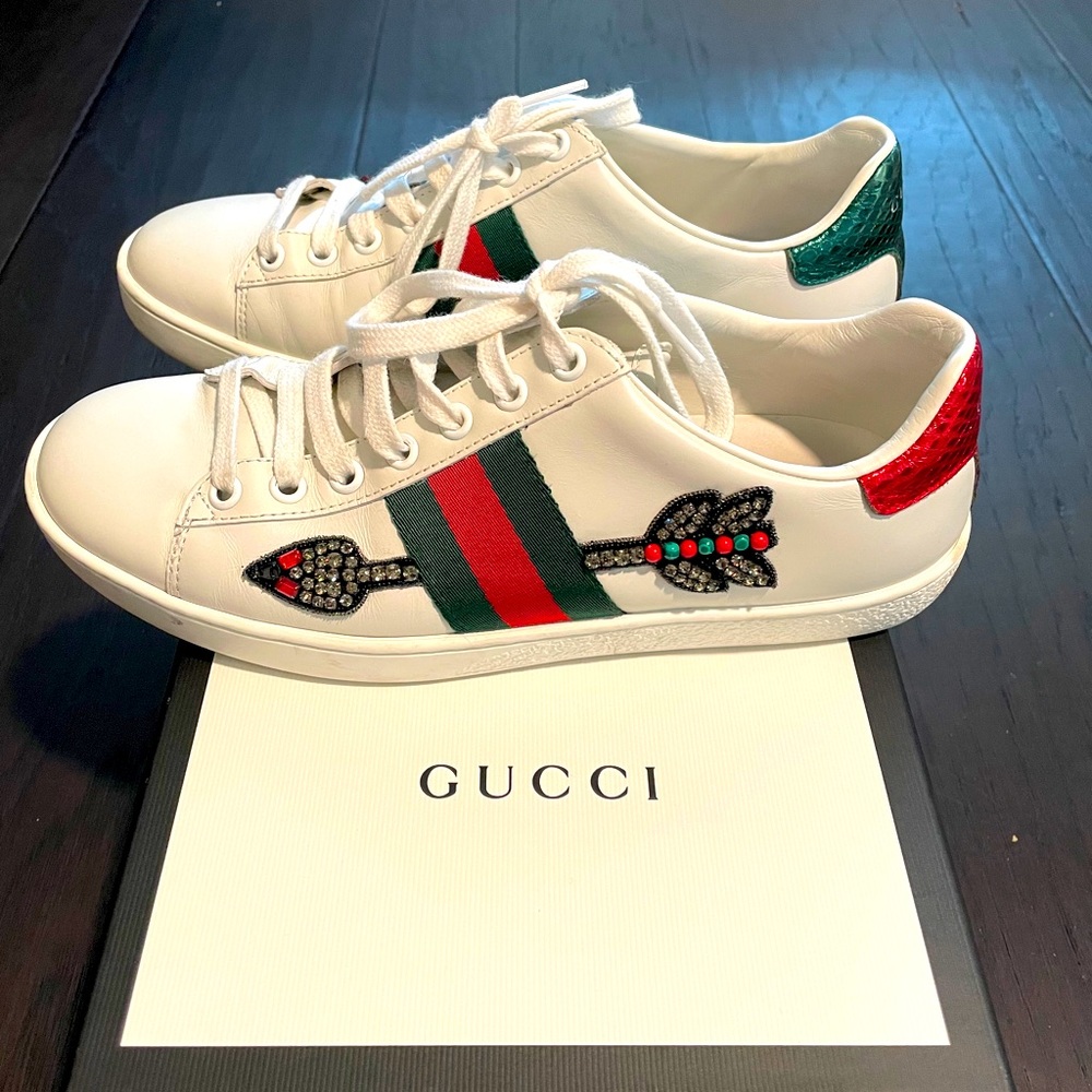Gucci Ace Sneaker with Crystal Arrow Size 36 1/2